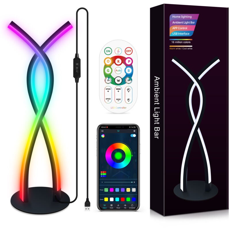 Lampka nocna LED RVB z ciepłą, białą barwą, ściemnialne światło z wieloma poziomami, z synchronizacją muzyki, sterowana przez aplikację