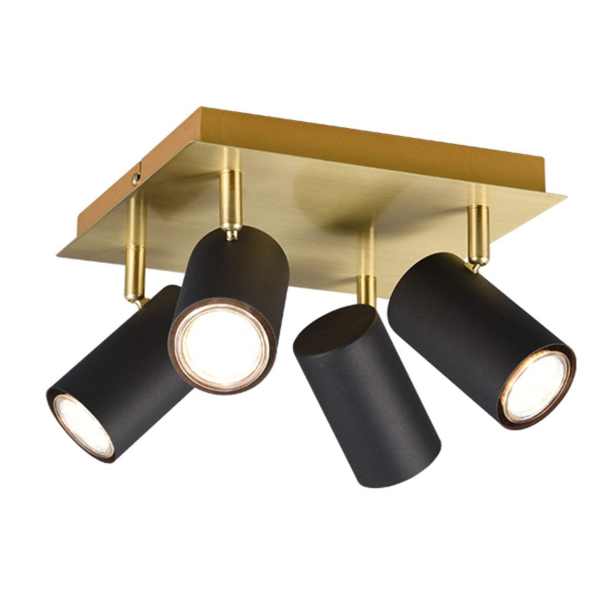 Reflektor sufitowy spot natynkowy Marley kwadratowy czarno-złoty 4xGU10x35W wym: 24 x 24 cm metal Trio