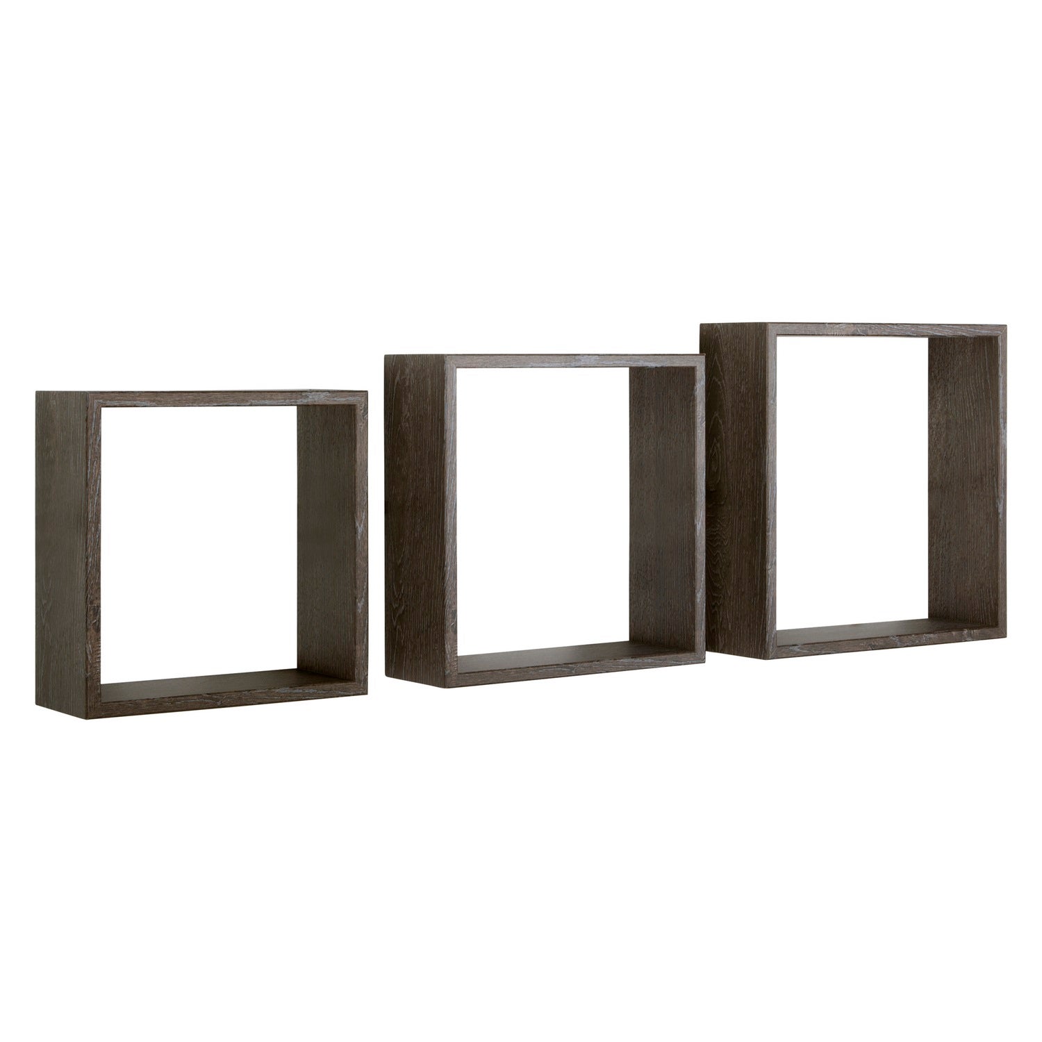 Ensemble de 3 étagères murales décoratives cubiques, chêne foncé, 30x30x10 cm, 27x27x10 cm et 24x24x10 cm - Incubo Slim - 6