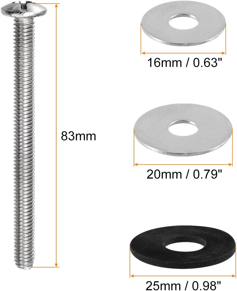 Kit Riparazione Sedile WC: 4 Bulloni In Plastica Bianca Con Dadi E Rondelle, Lunghezza 6,6 Cm, Diametro 2,8 Cm, Accessori Universali Per Manutenzione - 2