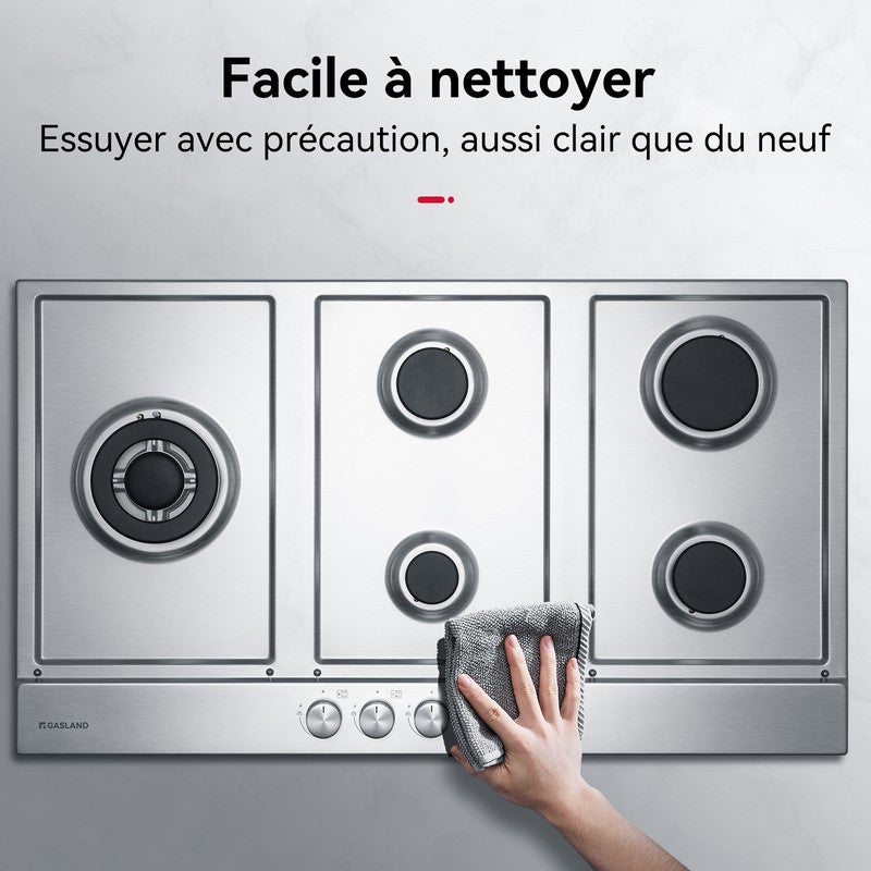 GASLAND Plaque de Cuisson à gaz GH2905SS1FC encastrable 5 Feux, Plaque gaz Inox 90 cm Brûleur Wok - 8