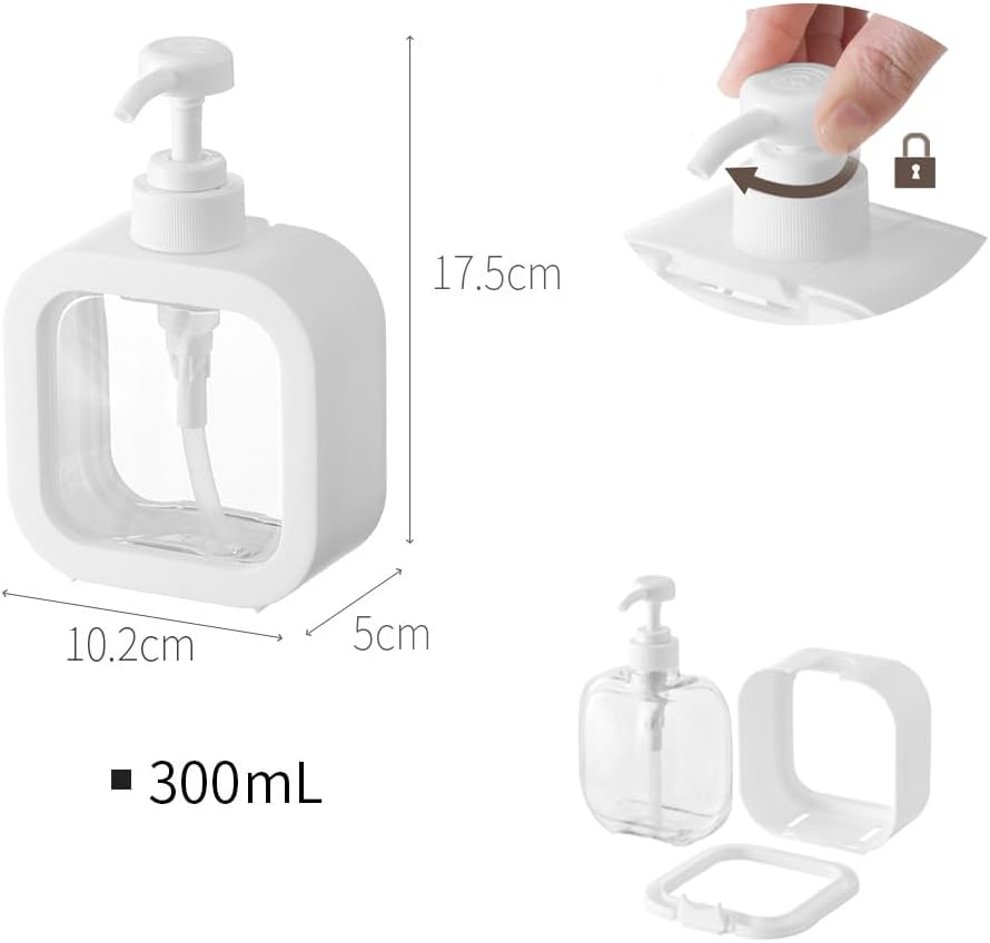 Distributeur Savon, 1 Pièces Flacon Pompe Vide 300ml, Distributeur Liquide Vaisselle Distributeur Shampoing et Gel Douche Salle de Bain - 5