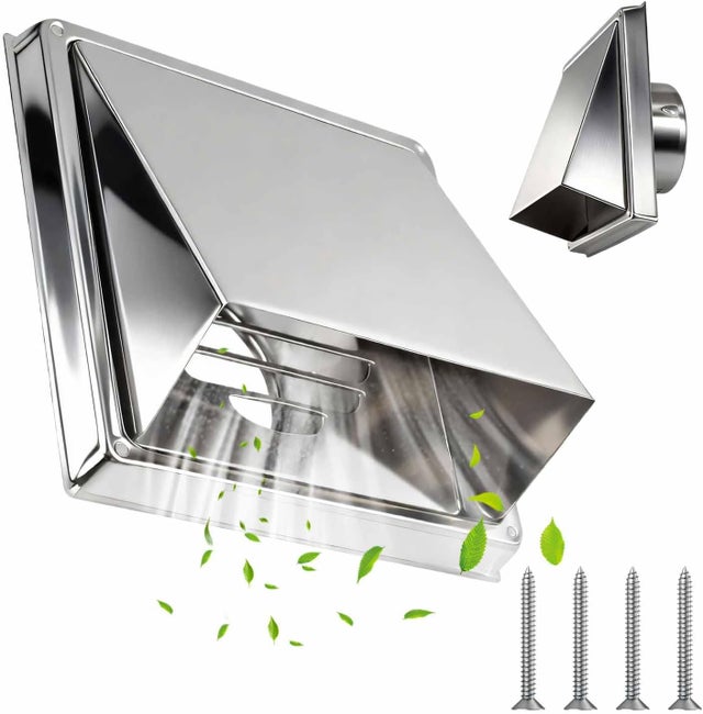 Diamètre 125mm, 304 Grille d'aération en acier inoxydable,Avec moustiquaire,Avec joint en caoutchouc,Pour tuyau en VMC et couvercle
