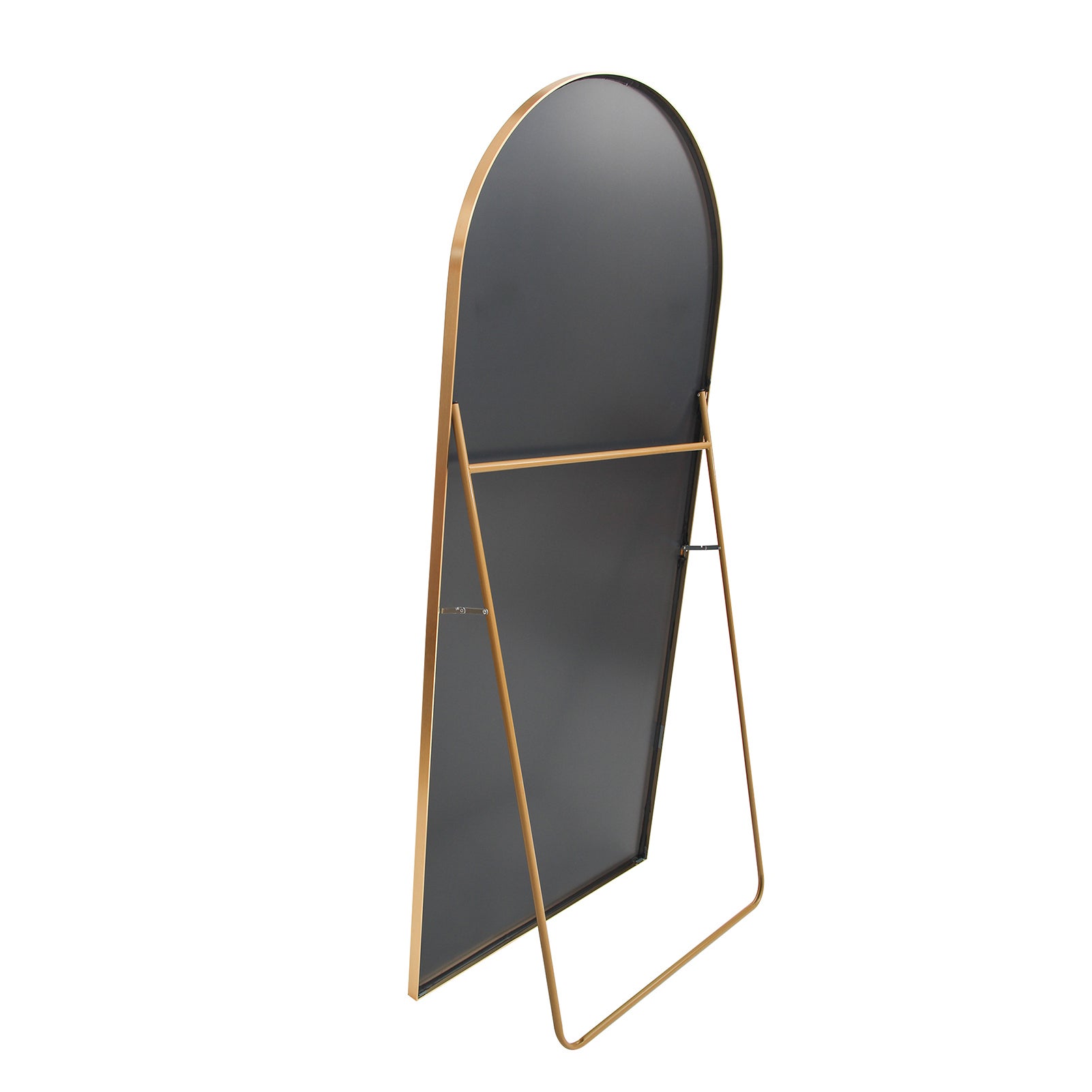 Miroir sur Pied Arrondi - 162x53cm - Cadre en Métal - Miroir HD Grand - Doré - 9