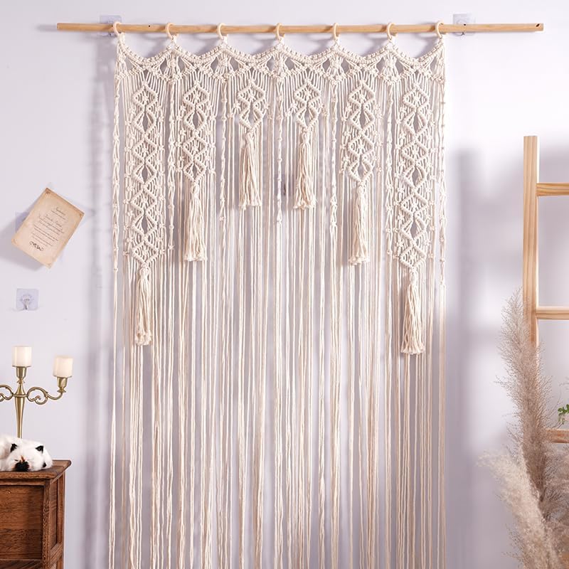 Rideau de porte en dentelle de Bohème, décoration murale tissée à la main, (85 * 200 cm - type A) - 5