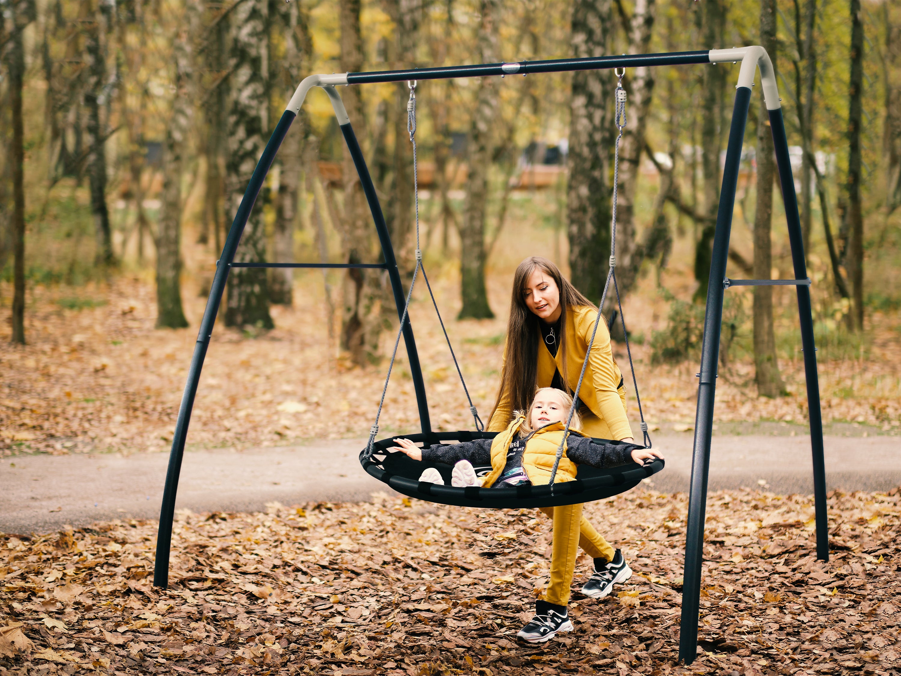 AXI Portique en Métal avec Balançoire Nid d'Oiseau Enfant | Balançoire ronde pour le jardin - 6