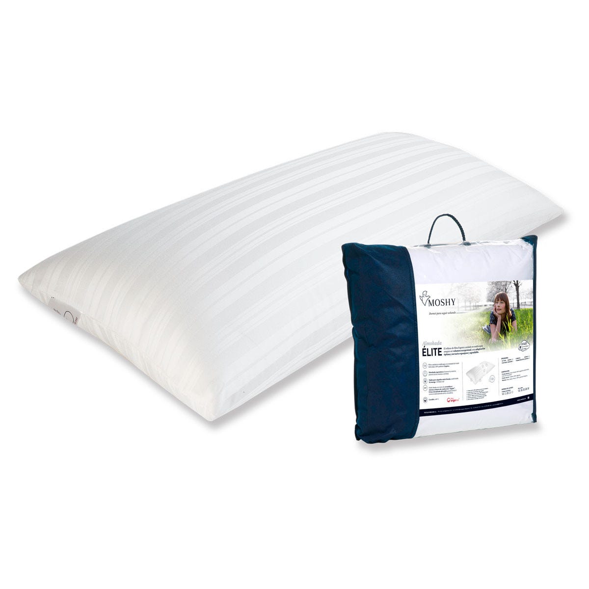 Cuscino Peque Moshy Bianco 70 Cm - Morbido Con Doppia Federa In Cotone E Microfibra, Basso E Traspirante