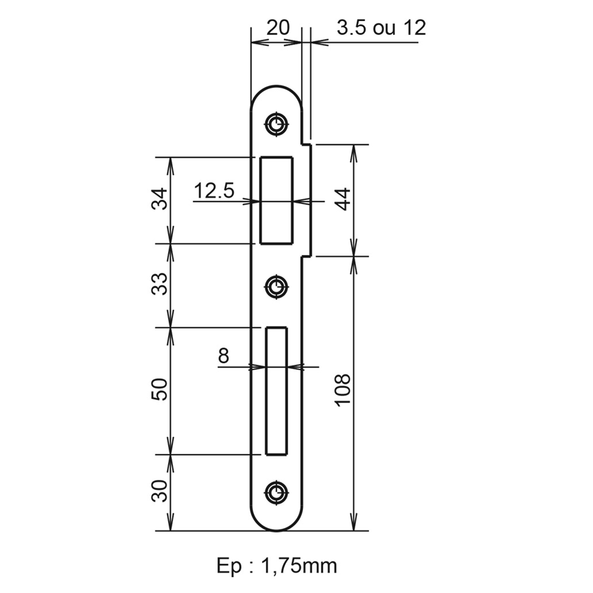 METALUX série 260 - Serrure à encastrer Réversible gâche et clés pour porte Porte de chambre Toilettes Bureau salle de bain - 3