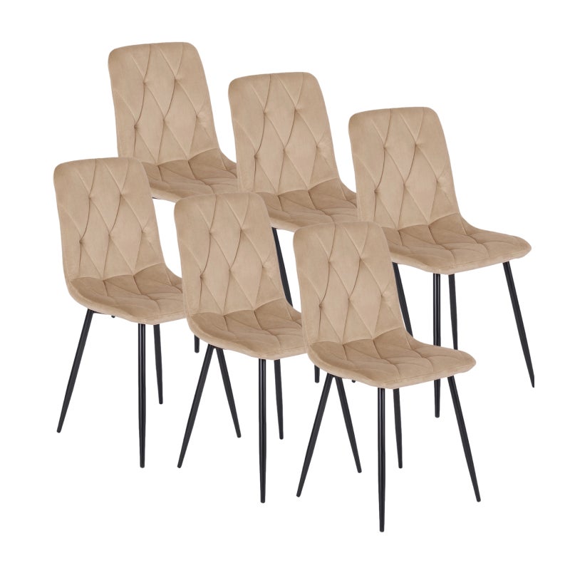 Zestaw Krzesło Tapicerowane Welurowe Kuchenne Beżowe Do Jadalni ROBIN 6x