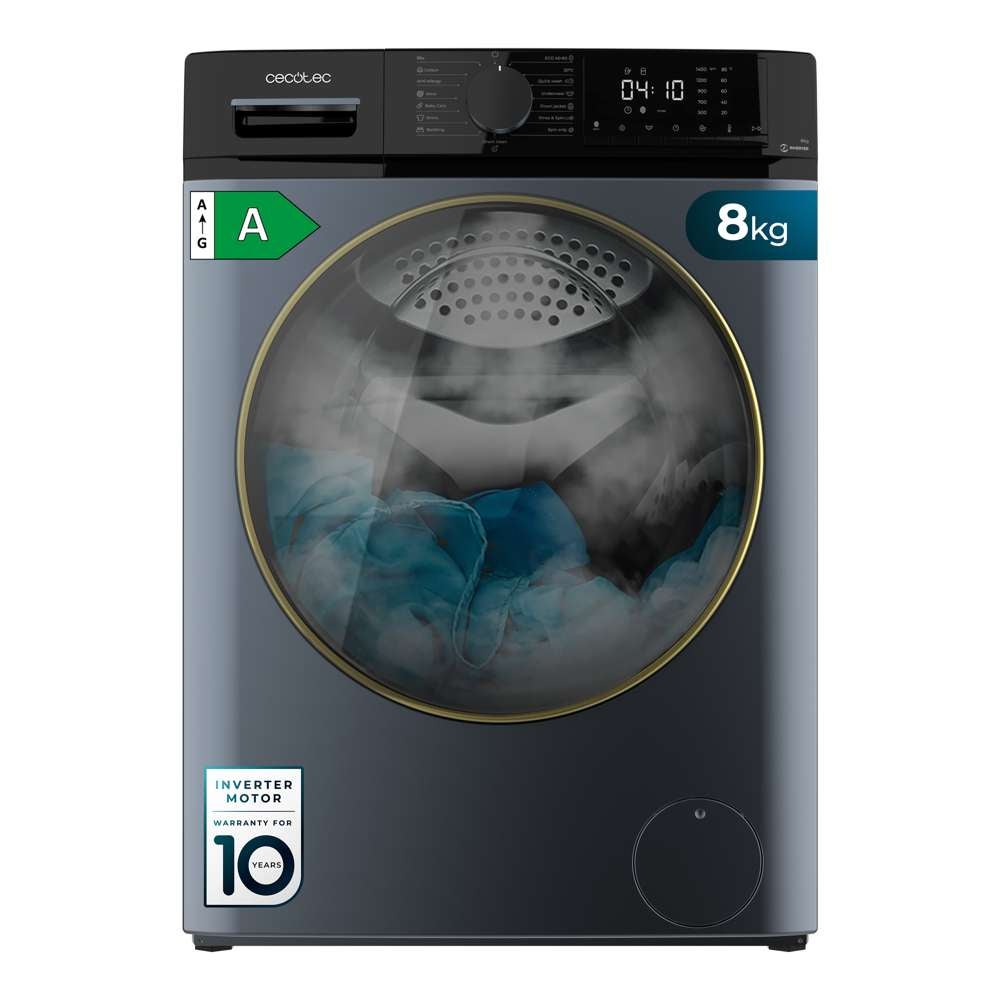 Cecotec Lavadora 8Kg Carga Frontal Bolero Dresscode 8610 Inverter Ice Blue A. 1400 Rpm, Steam Max, Motor Inverter Plus , Leroy Merlin