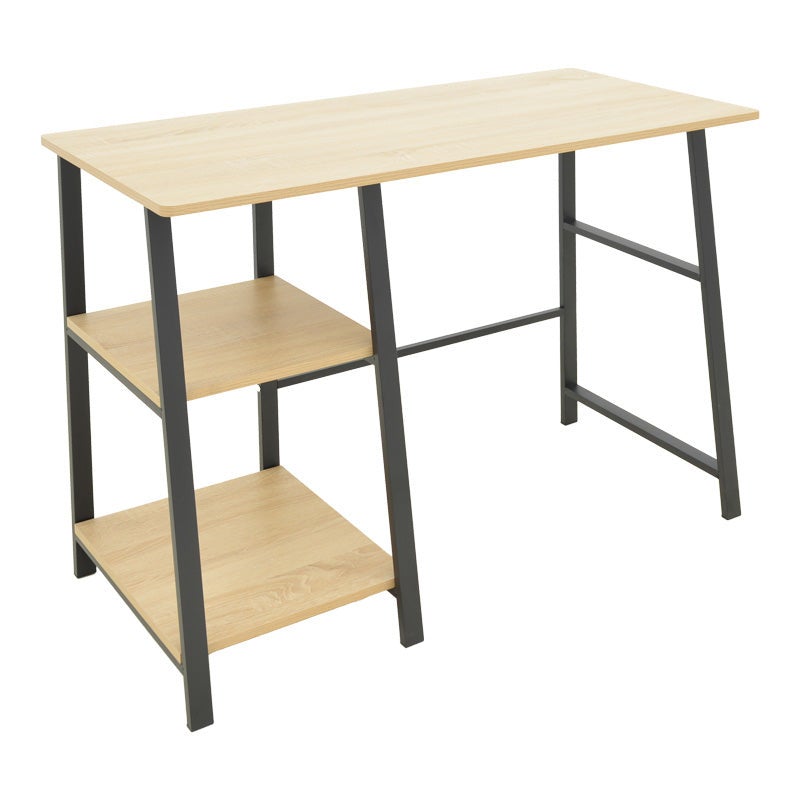 Bureau avec étagères en bois noir naturel 100x48x75 cm | Leroy Merlin