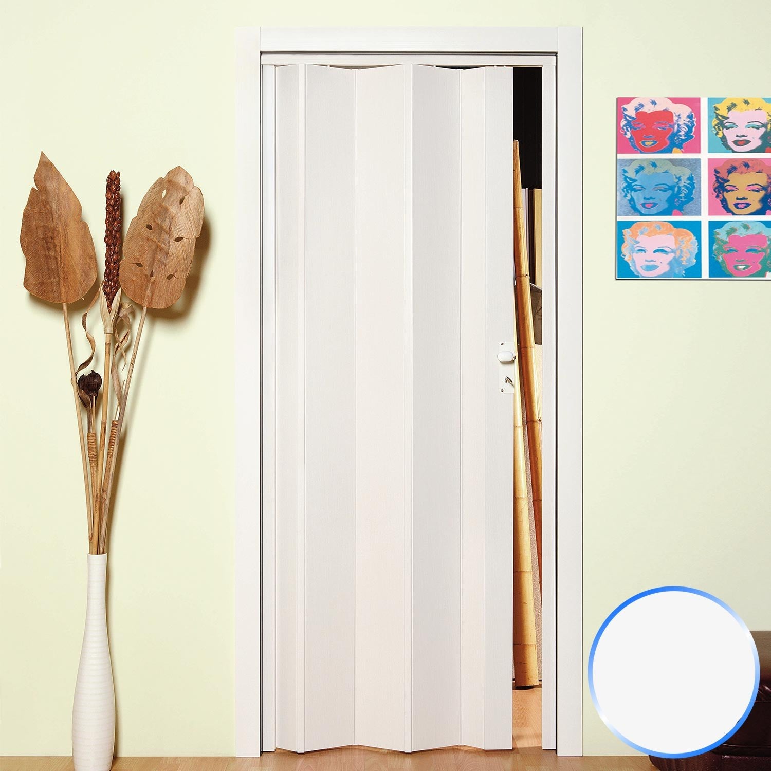 Puerta plegable de interior de pvc blanco pastel 83x214 cm mod.maya