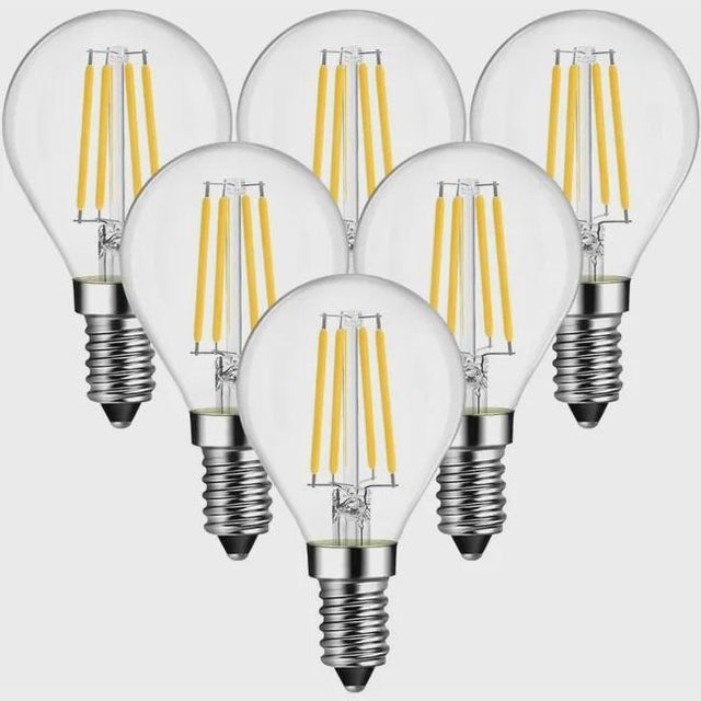 Lampe à LED E14 en forme de goutte 4W ampoules à fil blanc chaud 2700K,lampe à LED P45 40W,470lm,non dimmable,pack de 6 [classe énergétique A ++]