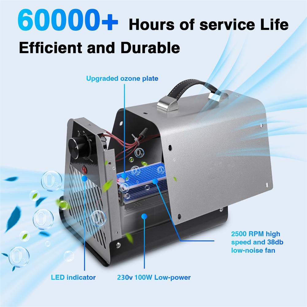 Generador de Ozono 50000mg/h - Purificador de Aire Portátil con Temporizador de 2H, Elimina Humo, Olores de Animales y Moho, Ideal para Casa y Coche - 3