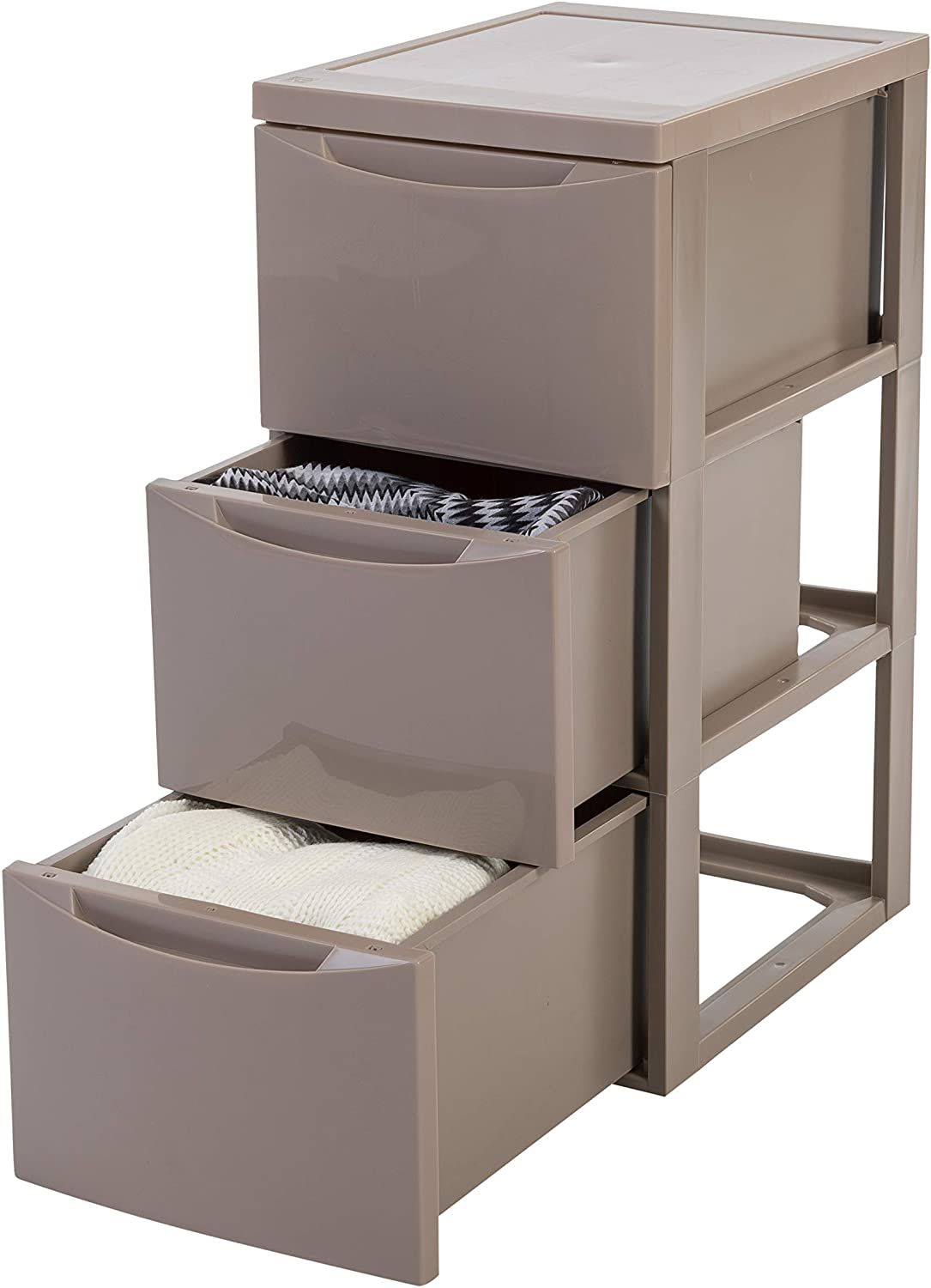 Iris Ohyama, Caisson de rangement plastique A4, 5 Tiroirs Moyens, Gris