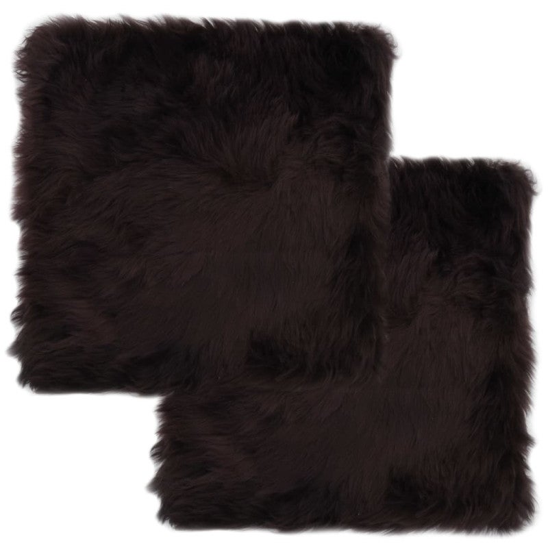 Poduszki na krzesła, 2 szt., brązowe, 40x40 cm, owcza skóra vidaXL