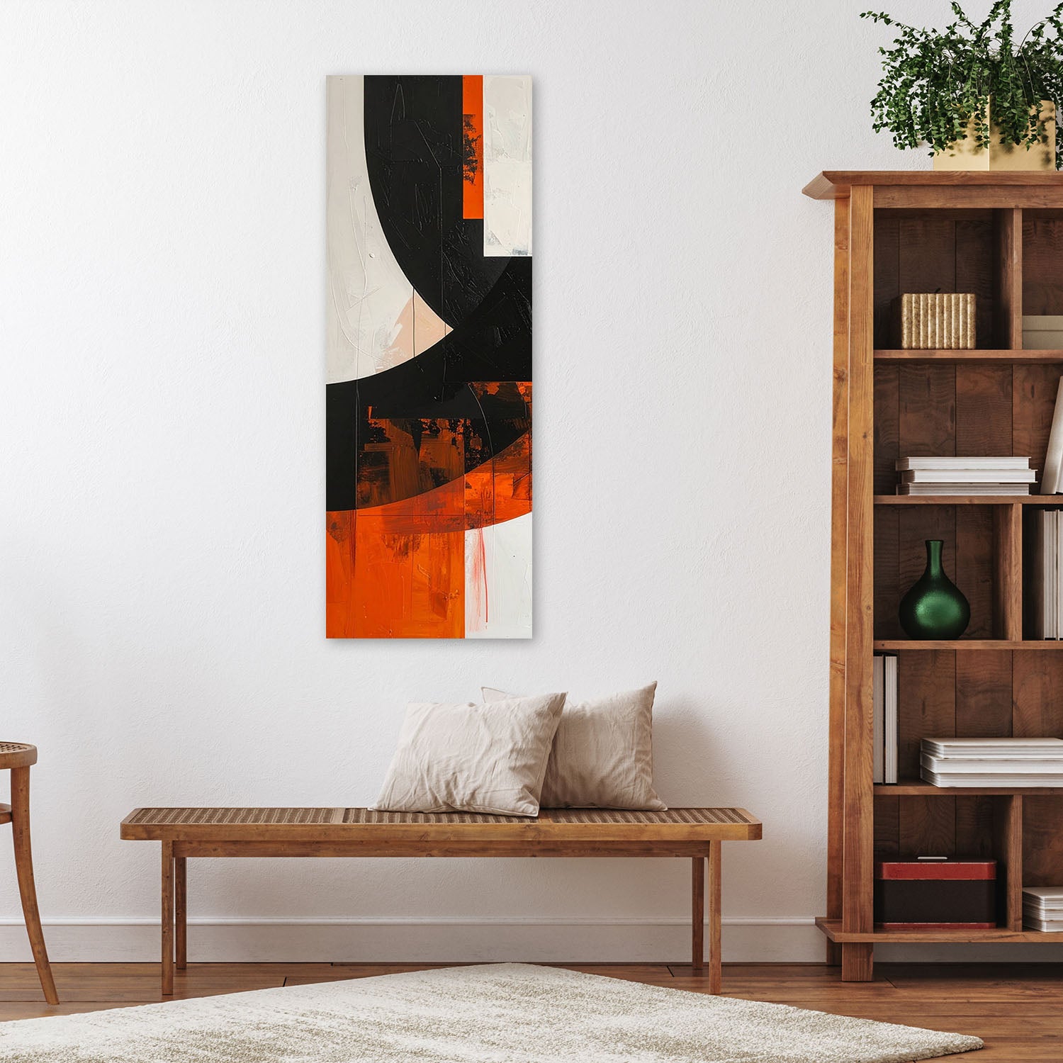 Obraz do salonu pokoju biura, Abstrakcja kształty czarno pomarańczowy 40x120 - 2