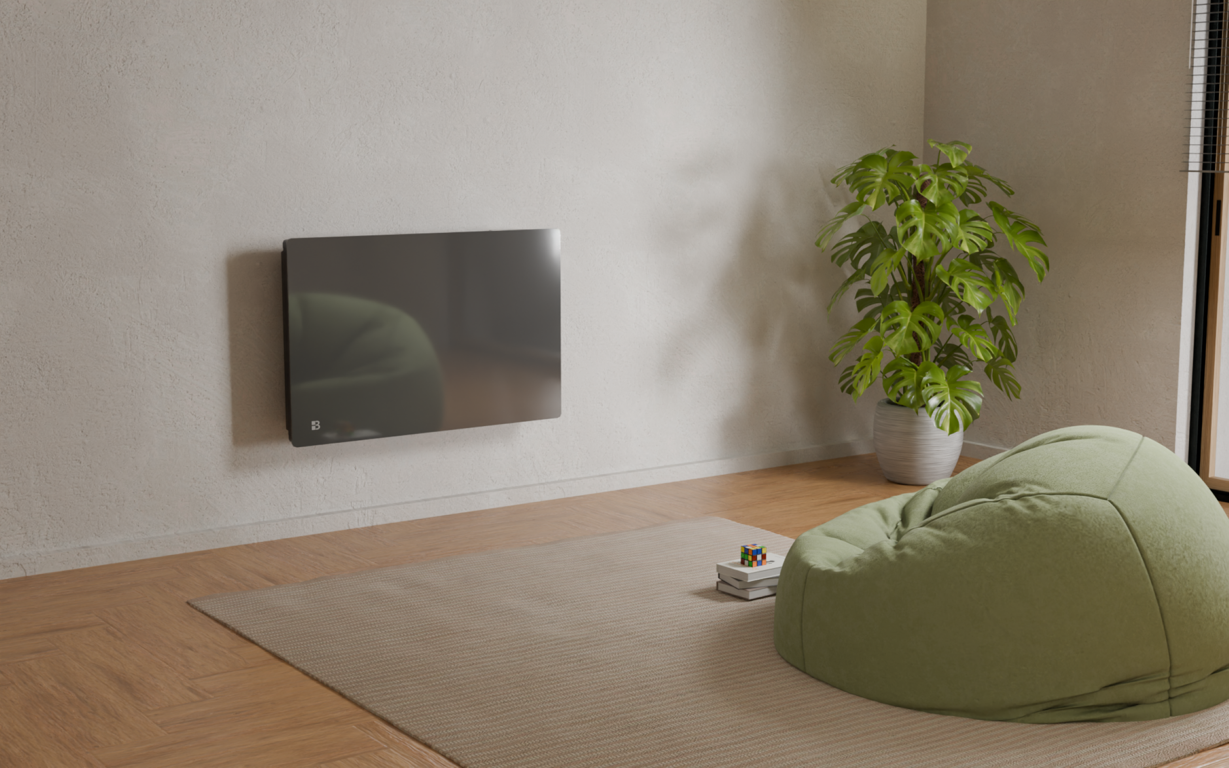 Radiateur Électrique Bestherm ARIA 1500W - Inertie Sèche Céramique, Noir, Horizontal - Économie D'Énergie
