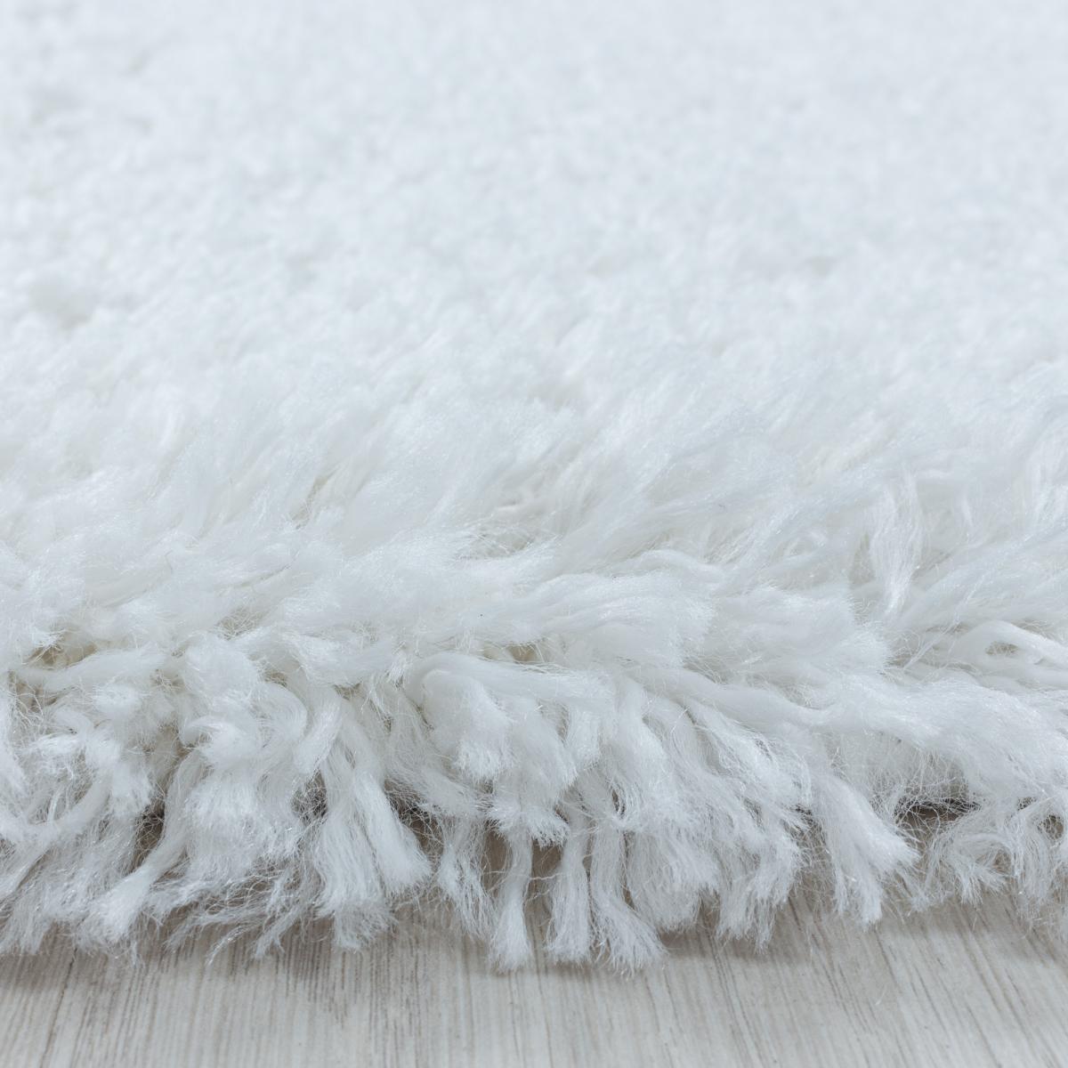 Tapis rond poils longs shaggy Ø80cm tissé blanc motif uni UNI B - 3