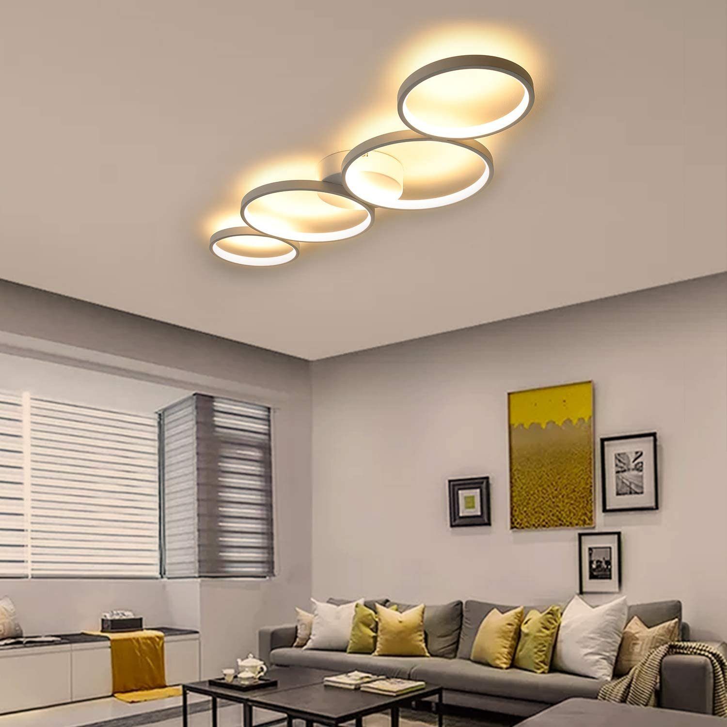 Plafoniera LED Soffitto Dimmerabile - 50W, 3000-6000K, Telecomando, 4 Anelli, Per Soggiorno/Camera