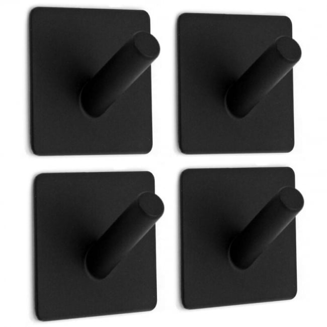Samoprzylepny wieszak na ręczniki, wieszak ścienny do łazienki, czarny, 4 sztuki