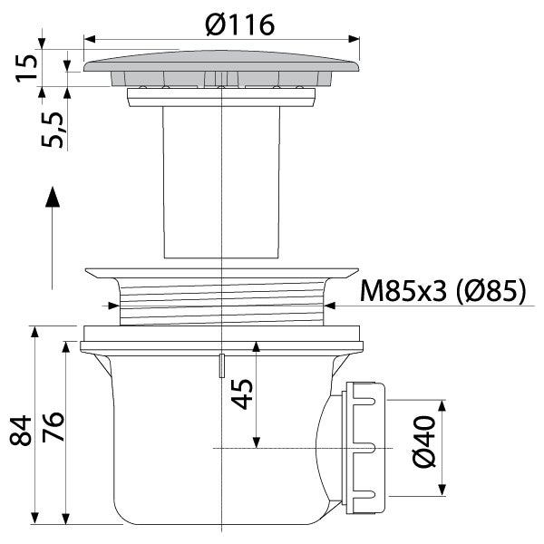 Alca Bonde + Siphon de receveur de douche, Bronze antique (A49ANTIC) - 4