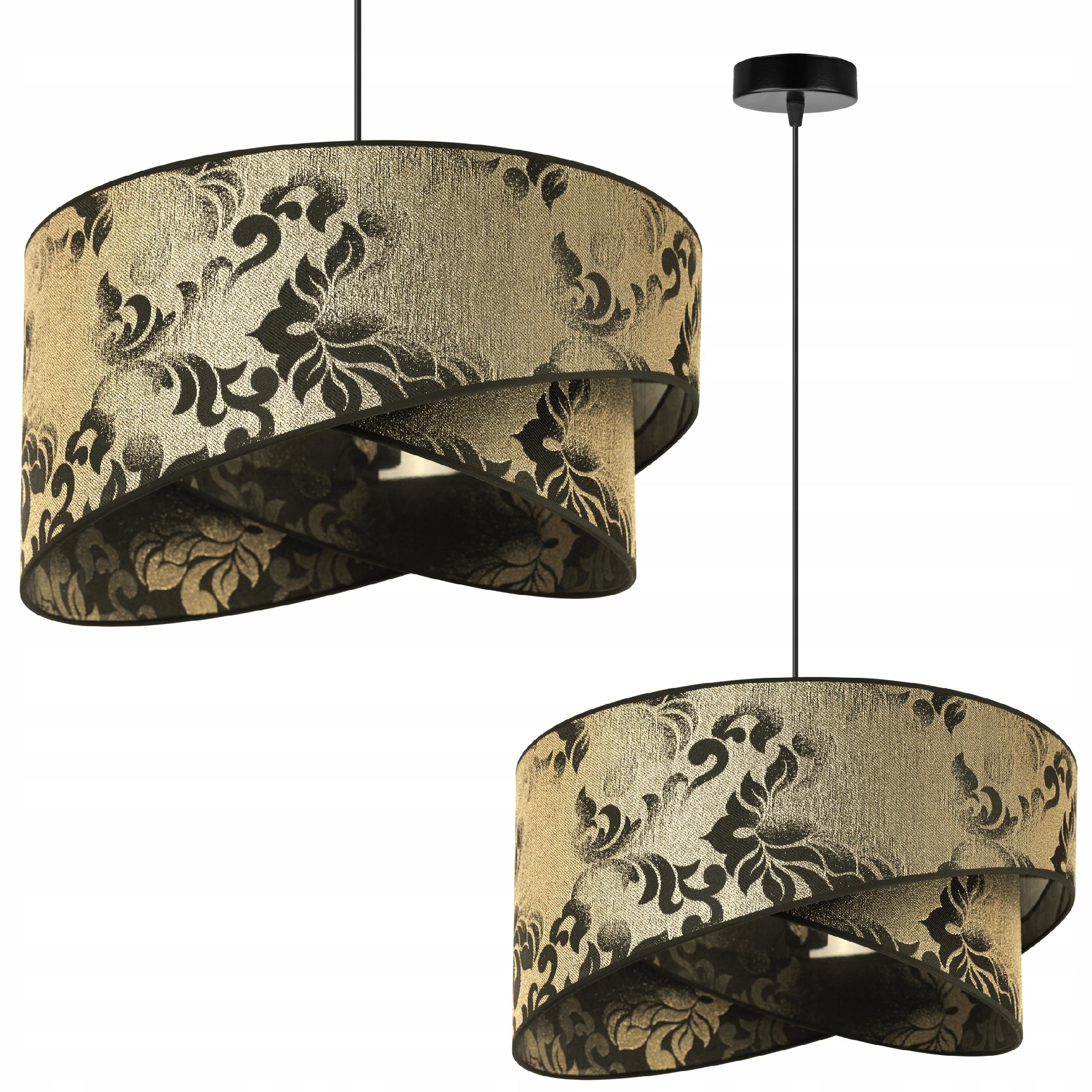 Lampa sufitowa wisząca modern Werona 1xE27 klosz asymetryczny wzorzysty czarny/złoty Light Home LH