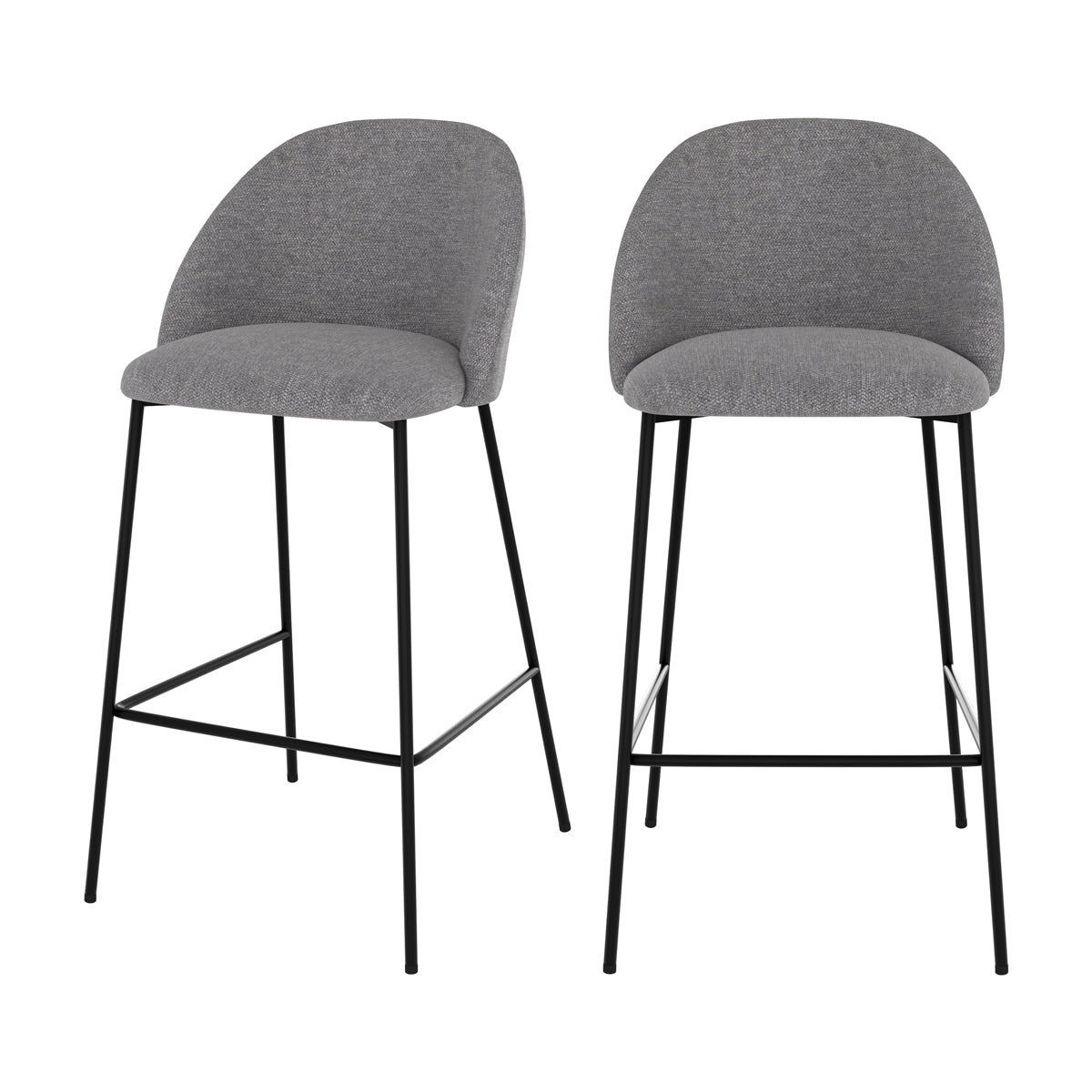 Set de 2 sillas para isla de cocina en tela moteada gris oscuro 66 cm - karl