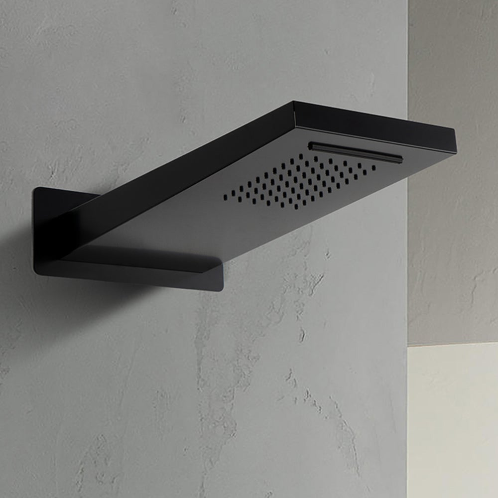 Soffione Doccia A Sbalzo Cromo Lucido 25x52 Cm – Effetto Pioggia, In Acciaio Inox, Installazione A Muro, Kit Di Fissaggio Incluso