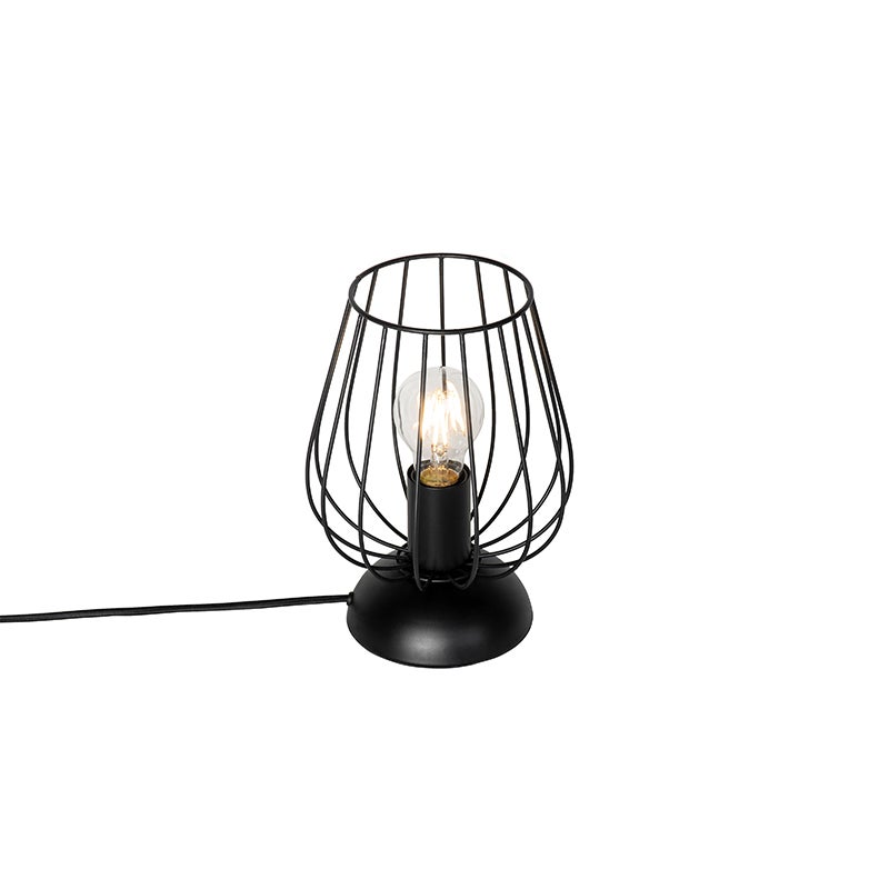 Qazqa nowoczesny lampa stołowa - Palica - czarny, okrągły, max. 15w, e27, 25cm, IP20 oświetlenie wewnętrzne