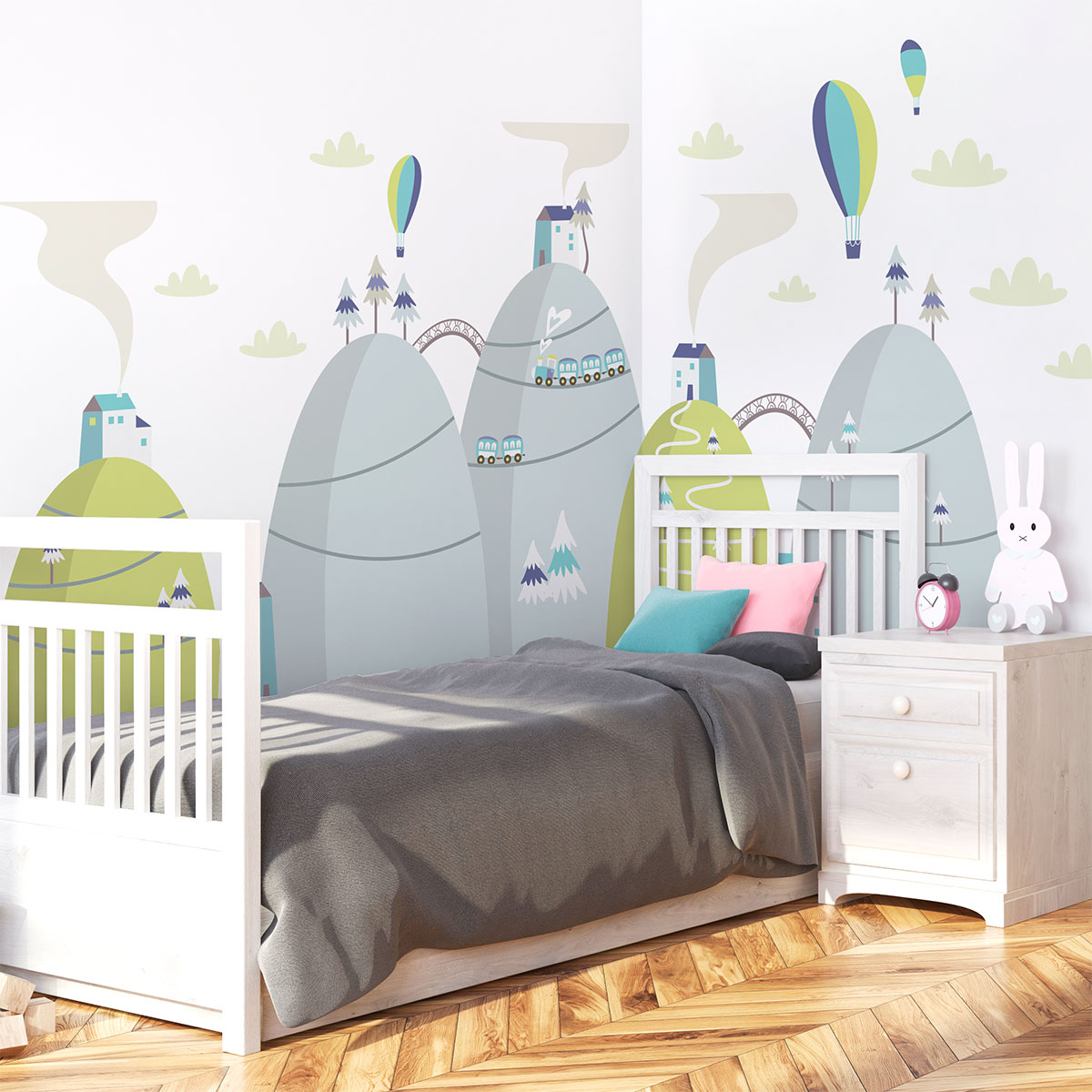 Adesivo mongolfiere mozzafiato delle montagne scandinave - Sticker adesivo - adesivi murali - 110x165cm - 6