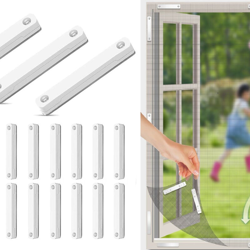 Magnesy do moskitier okiennych, klips do moskitier, taśmy magnetyczne, magnetyczne zamknięcie - 12 sztuk, białe