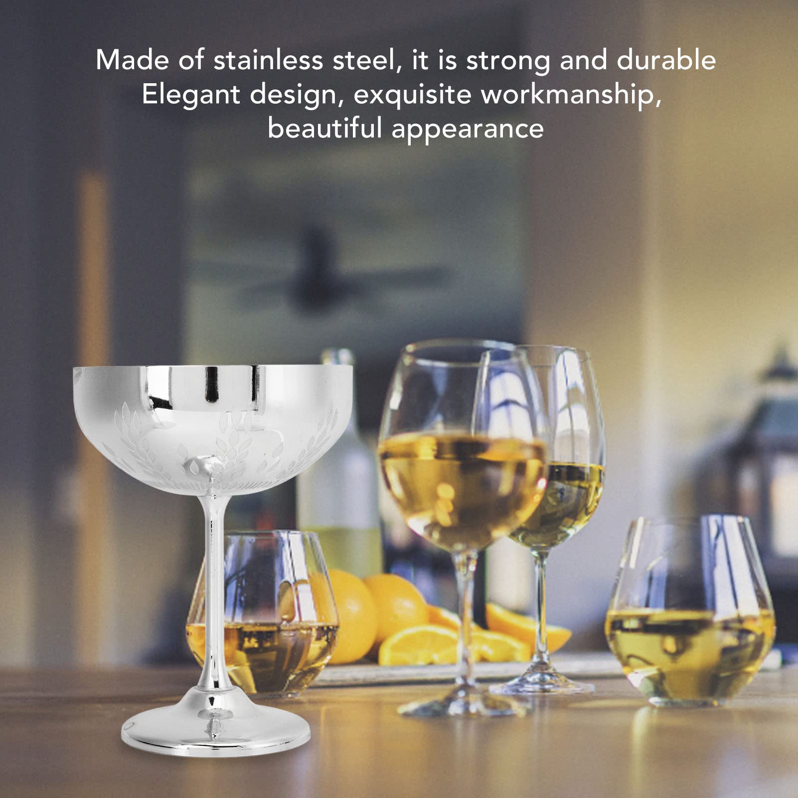 Fdit Coppia Calici Da Champagne In Acciaio Inox 304, 220 Ml, Oro Rosato - 6
