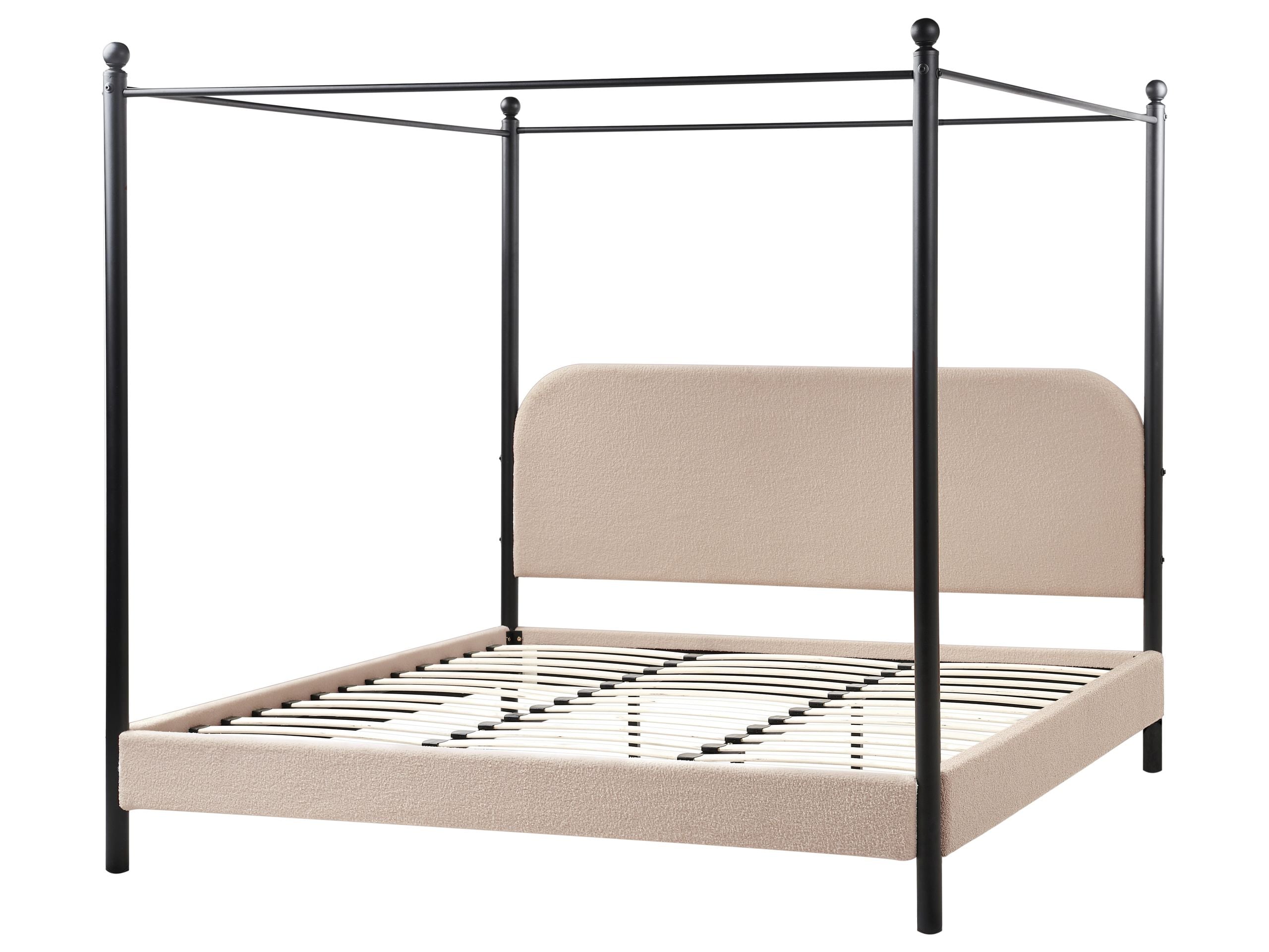 Cama com dossel Bouclé DANNEMOIS 180 x 200 cm Taupe - 4