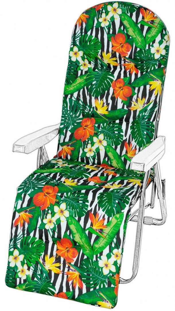 Poduszka na leżak ogrodowy z podnóżkiem AMPO zielony biały czarny 1 szt.