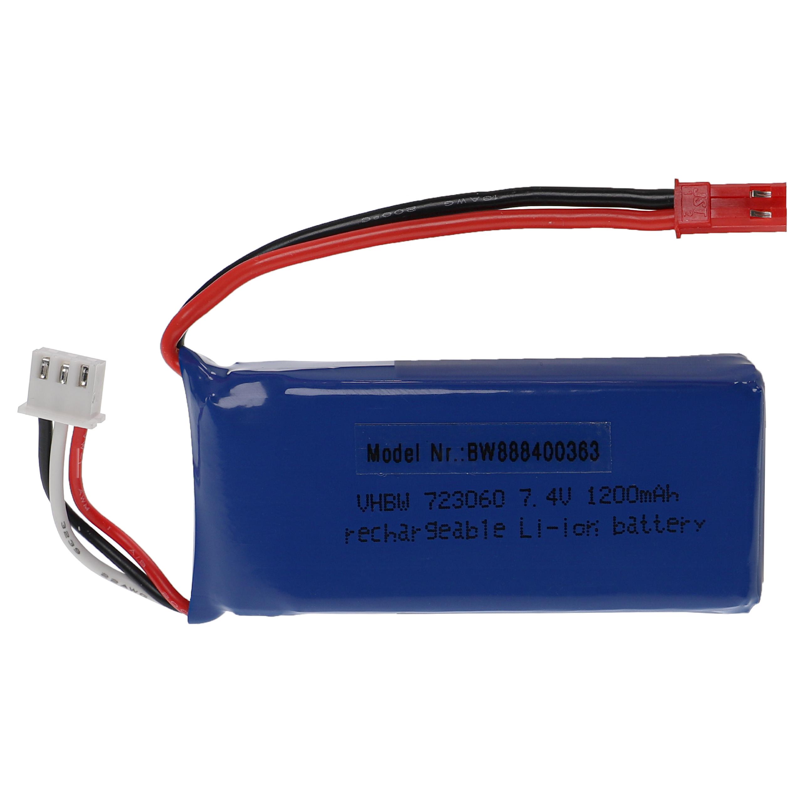 Vhbw Batería Recargable Compatible Con BEC Clavija (m) Para Modelismo Por Ej. Coche Carreras, Avión (800mAh, 7,4V, Li-poli, 56 X 30 X 15mm
