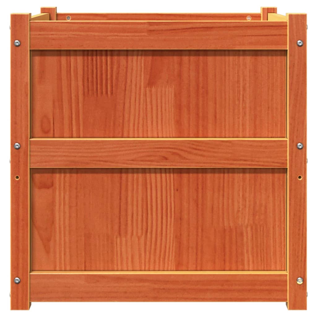 Jardinière, Bac à fleurs, Pot de fleurs cire marron 60x60x60 cm bois de pin massif n1913l - 6