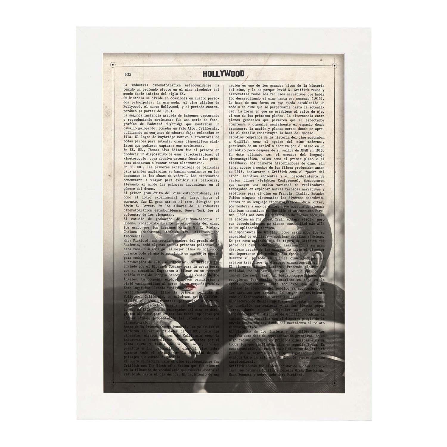 Lamina vintage pelicula el sueno eterno (coche) sobre definicion de hollywood marco negro - a3