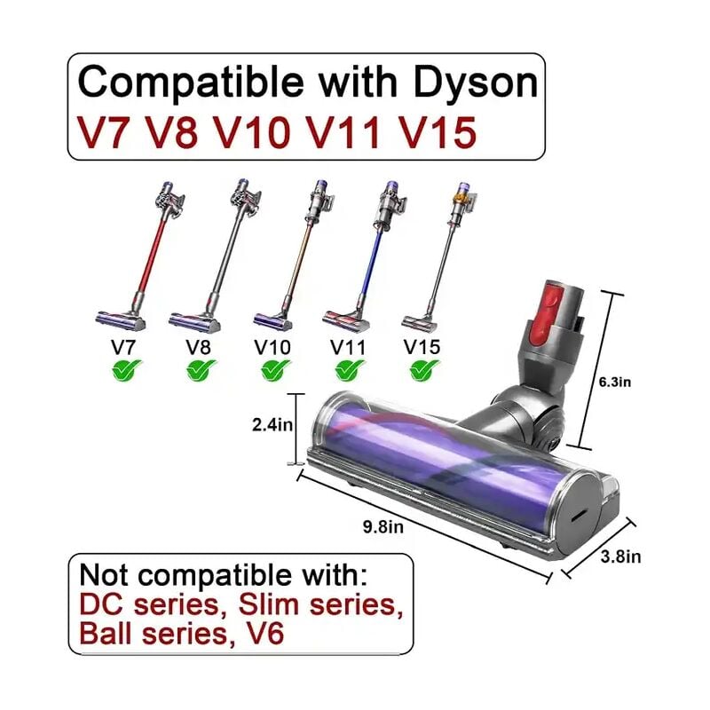 Ensemble brosse pour aspirateur, Compatible avec Dyson V7 V8 V10 V11 V15, pièce de rechange, tête électrique pour tapis bois dur SV10 SV11 SV12 SV14 - 4