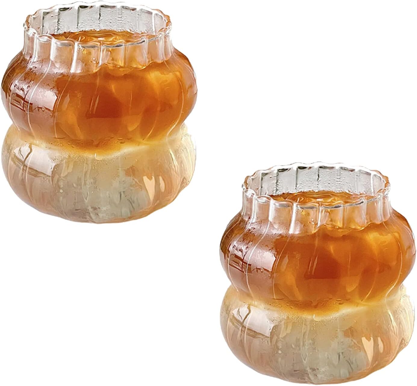 Set Di 2 Bicchieri In Vetro Ondulato Vintage MANMAOHE: Capacità Multiple 300-865ml Per Caffè, Cocktail, Acqua, Tè