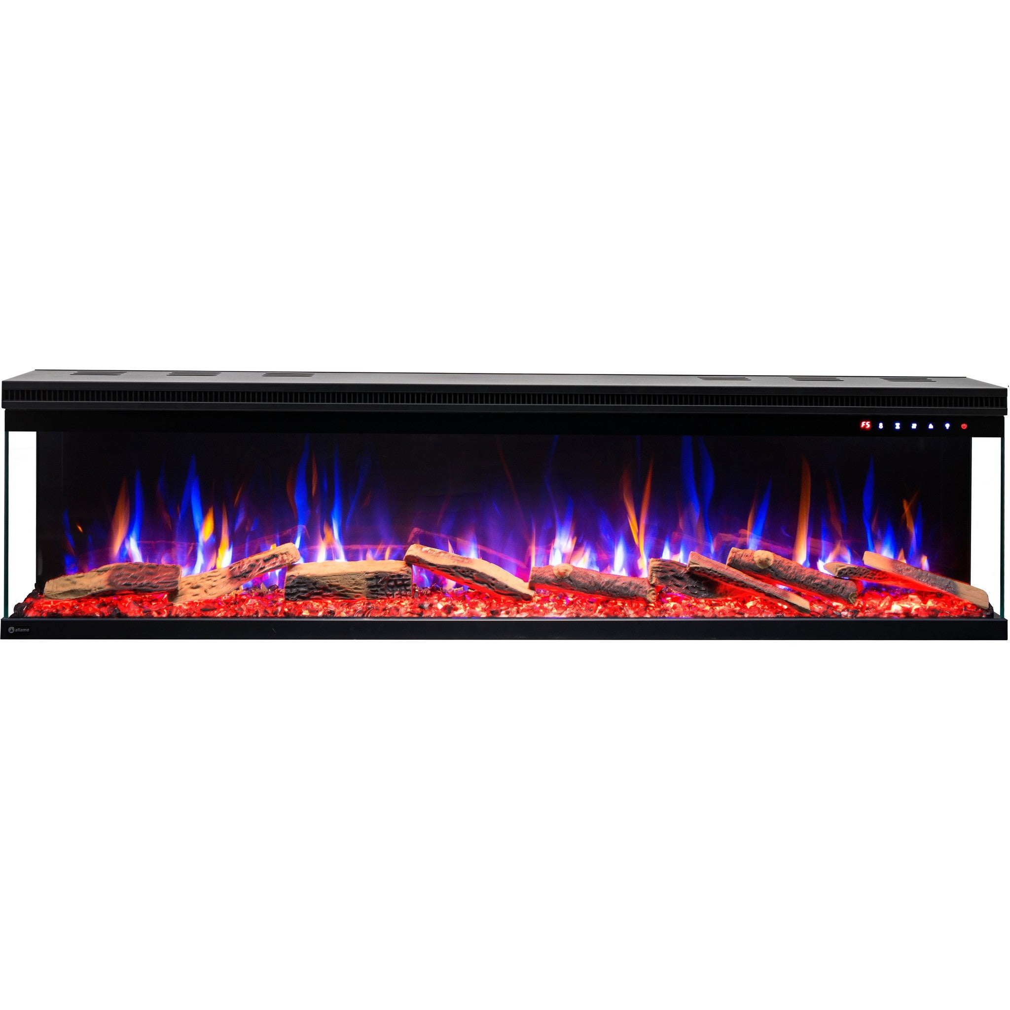 Cheminée électrique à 3 côtés AFLAMO Unique 127 - feu premium - murale ou encastrable - 127x44x20 cm - cheminée LED décorative - chauffage 750/1500 W - 8