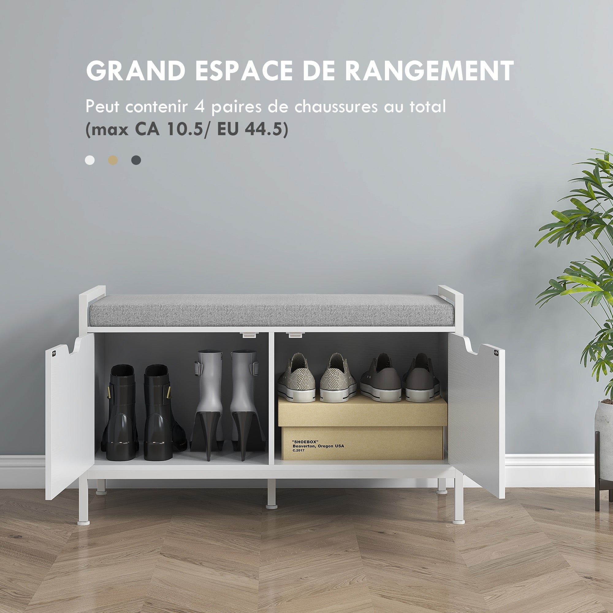 Banc à chaussures aggloméré 2 places HOMCOM - 4