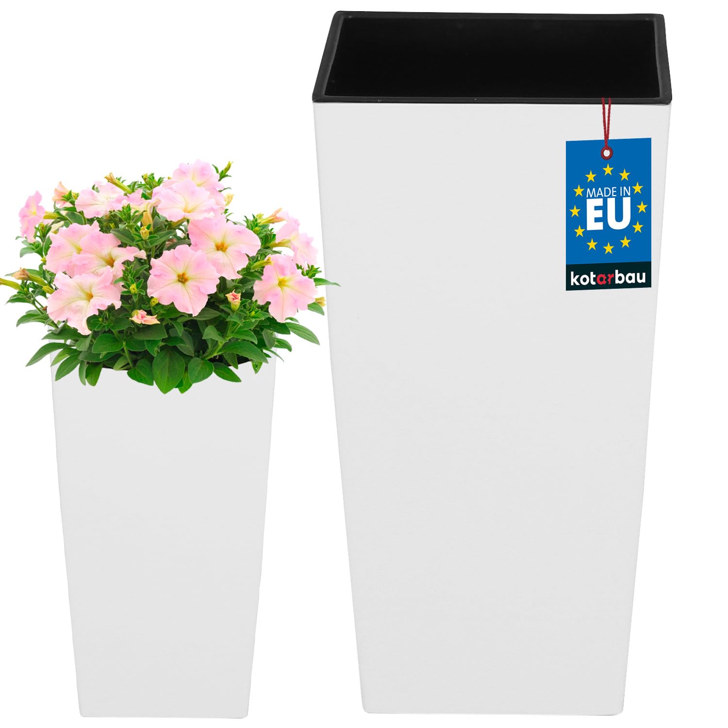 Doniczka 198x198x378 mm urbi square biała z wkładem - KOTARBAU