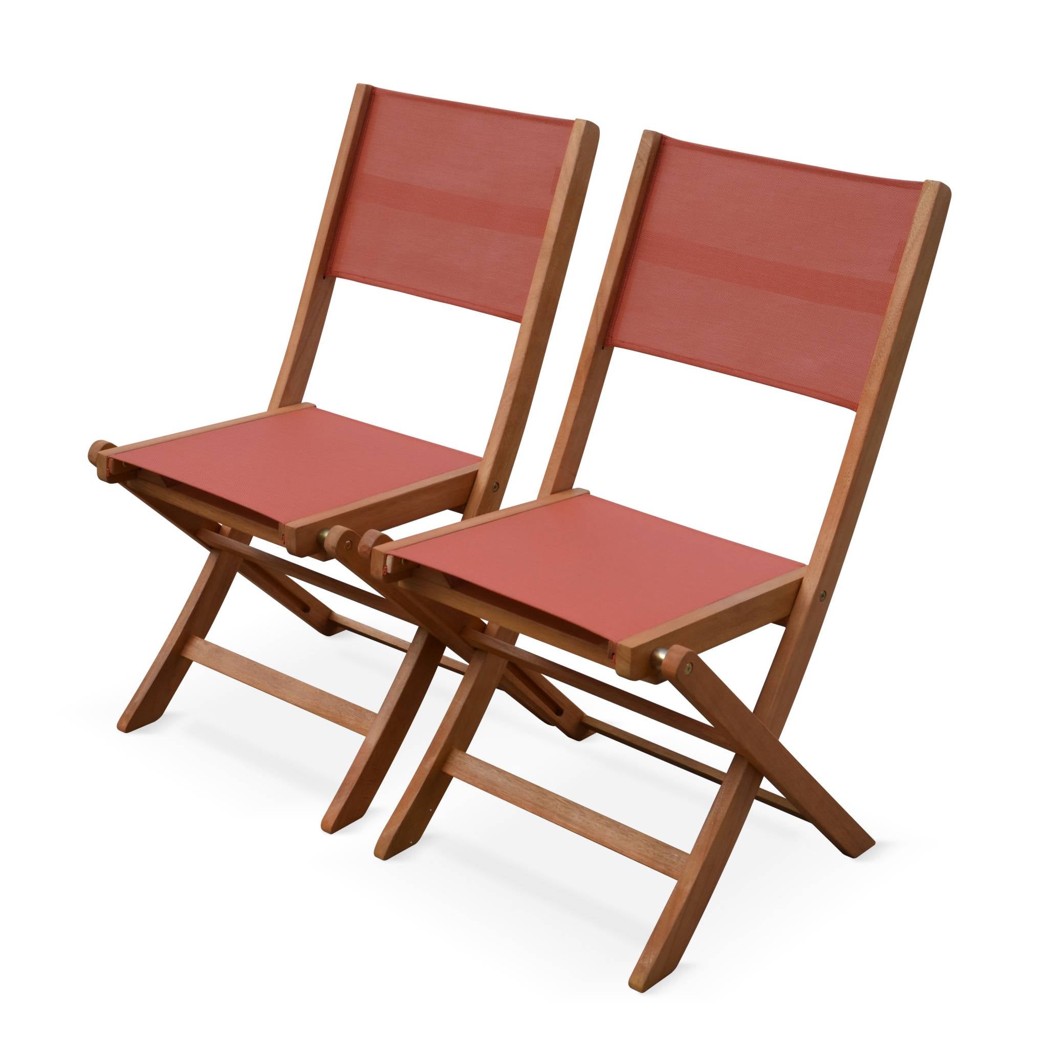 2 Chaises Jardin Pliantes Sweeek Almeria Kaki - Bois Eucalyptus Huilé Et Textilène
