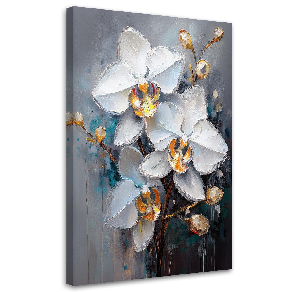 Obraz na płótnie, Biały Storczyk Kwiaty Glamour 80x120