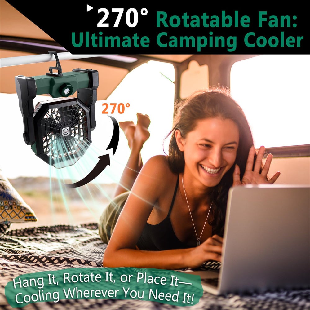 Ventilateur De Table USB Rechargeable Portable 120° Oscillant - 3 Vitesses Silencieux Pour Bureau Chambre Camping