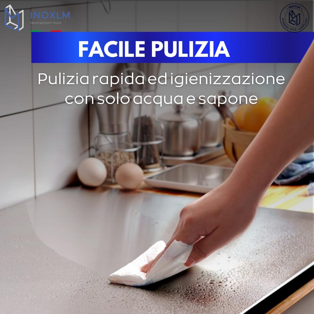 INOXLM Tagliere Spianatoia 60X50 piega 2 cm per impastare Piano da Lavoro in Acciaio Inox per Cucina per Bar per Ristorante per impastare - 9
