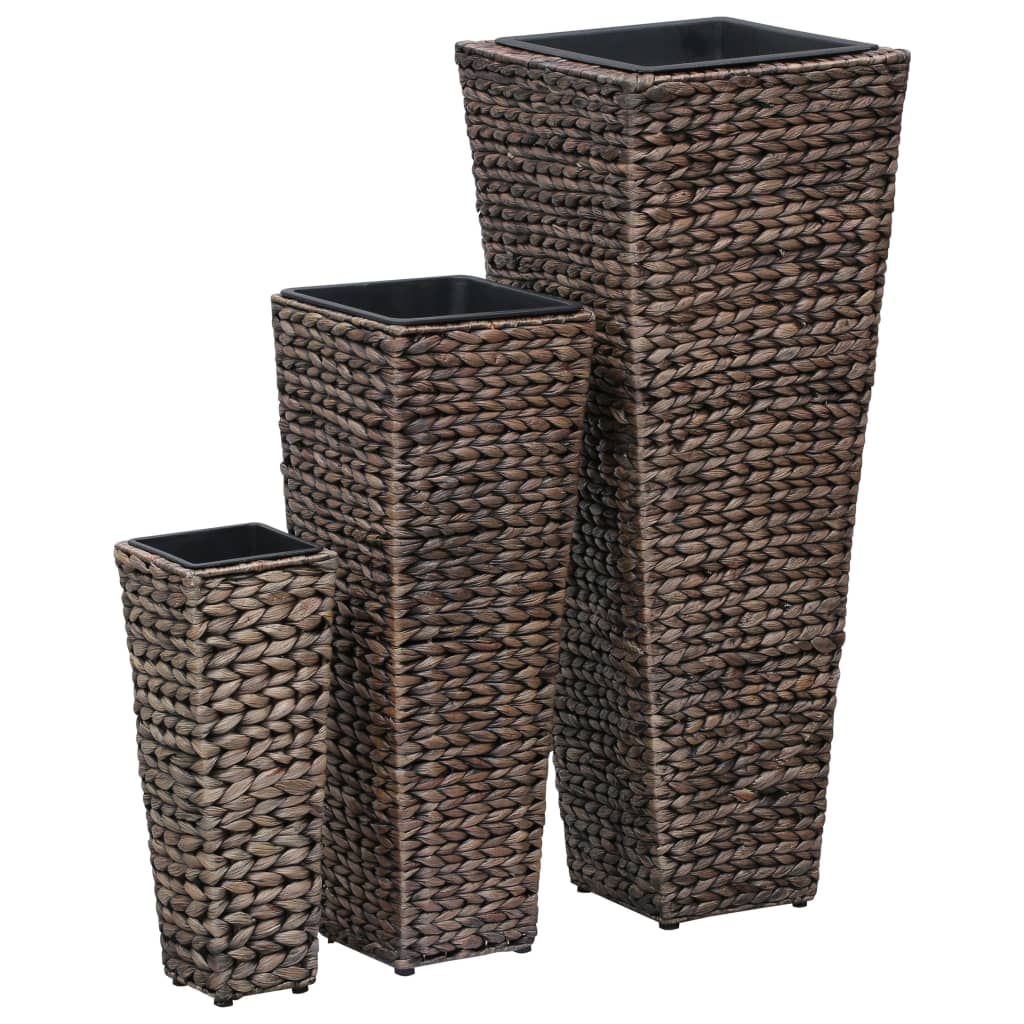 3 pcs Jardinières de jardin | Pot de Fleurs Jacinthe d'eau Marron foncé CFW86937 - 2