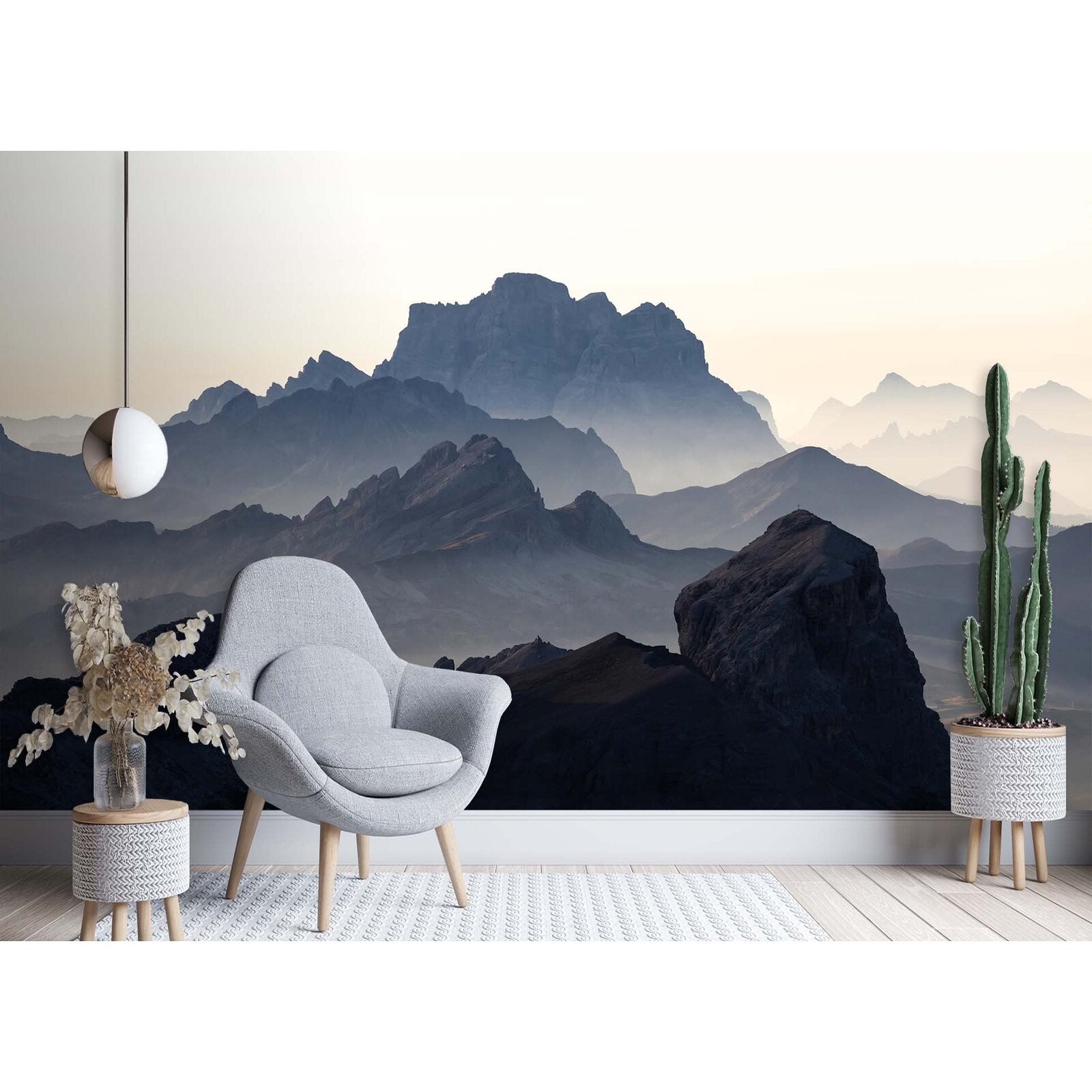 Papier peint montagnes dans le brouillard - 254 x 184 cm - 2