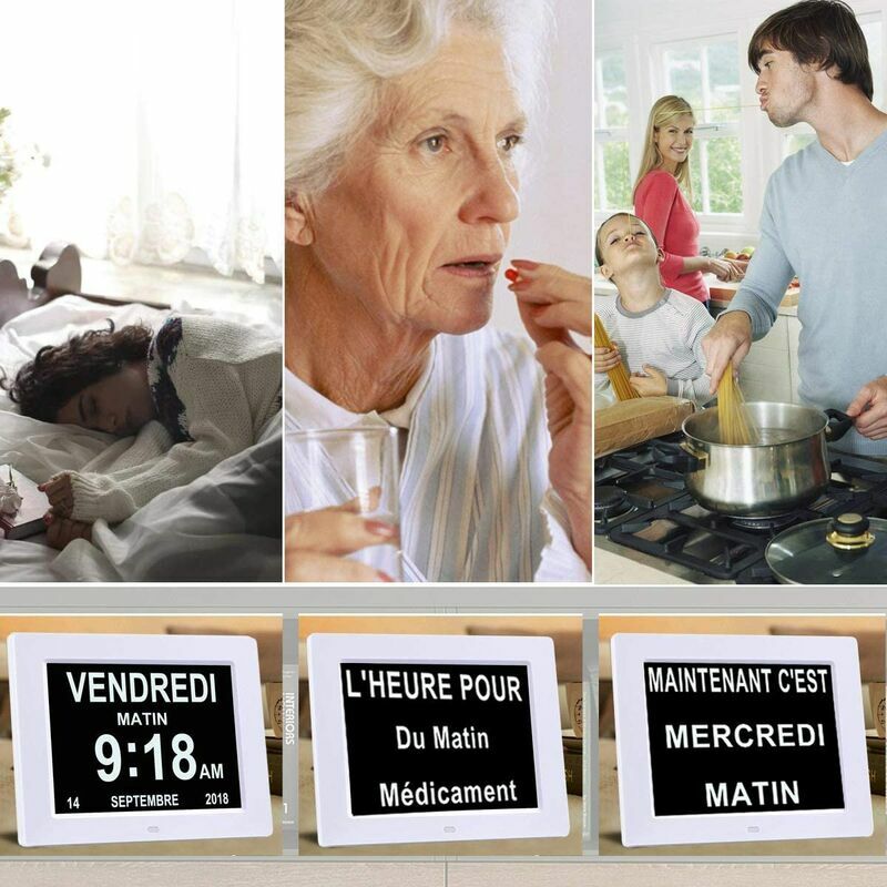 Horloge Numérique Calendrier avec Date, Jour et Heure pour Alzheimer et Seniors (Blanc) - 2
